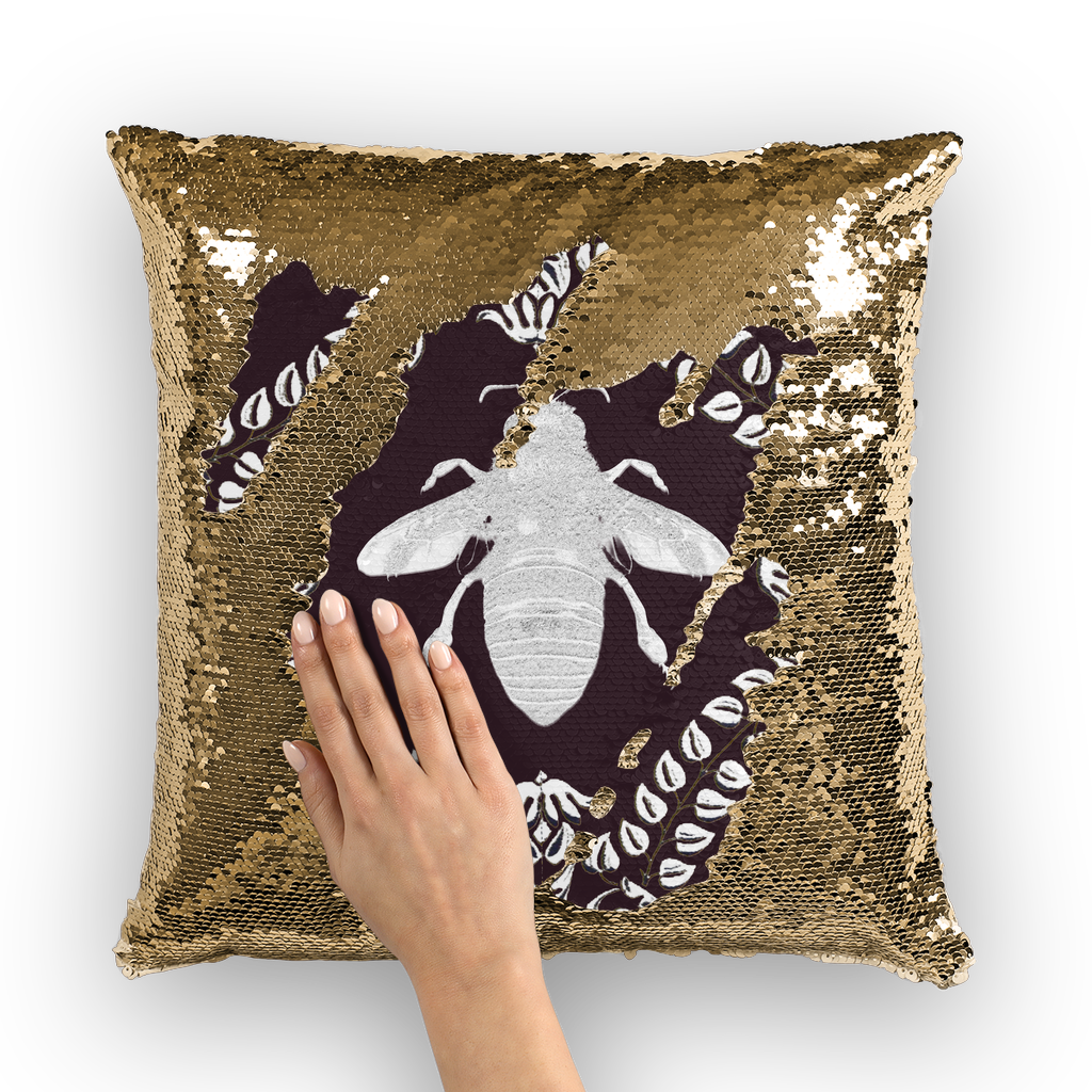 Queen Bee- French Gothic Sequin Pillowcase or Throw Pillow in Muted Eggplant Wine | Le Leanian™