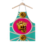 Versailles Golden Skull- Classic French Gothic Apron in Teal & Bold Fuchsia | Le Leanian™