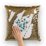 Versailles Whispers Teal Duality- French Gothic Sequin Pillowcase or Throw Pillow in Lightest Gray | Le Leanian™