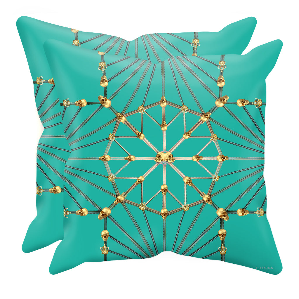 Skull Cathedral- Sets & Singles Pillowcase in Jade Teal | Le Leanian™