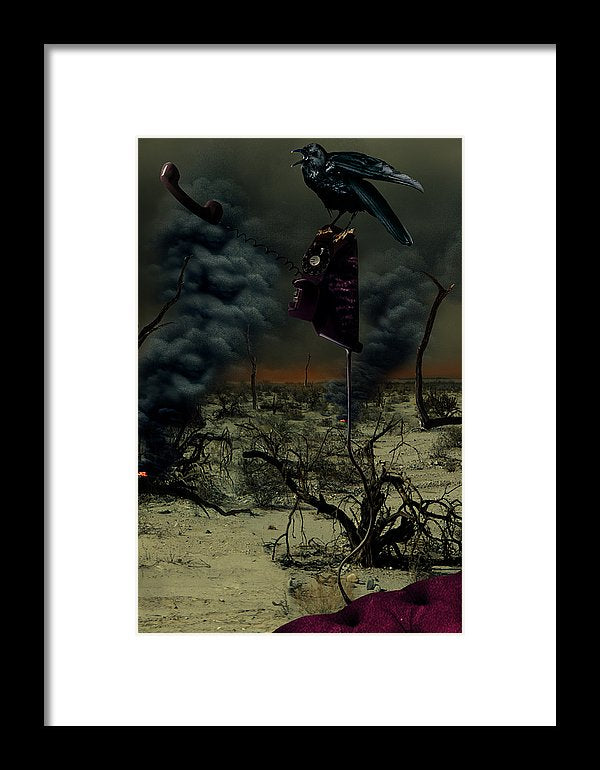 Vertical Portrait of a Crow in a Apocalyptic World.