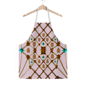 Gilded Ribs & Teal Stars- Classic French Gothic Apron in Nouveau Blush Taupe | Le Leanian™
