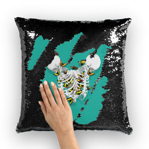 Versailles Divergence Golden Duality- French Gothic Sequin Pillowcase or Throw Pillow in Jade Teal | Le Leanian™