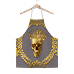 Classic Apron-Gold SKULL and Crown-Gold WREATH-Color LAVENDER STEEL, NEUTRAL PURPLE
