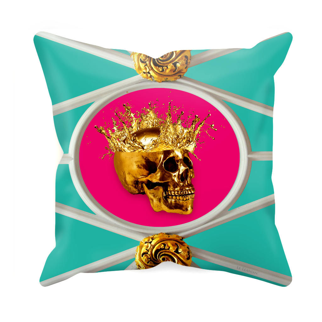 Versailles Golden Skull- Sets & Singles Pillowcase in Teal & Bold Fuchsia | Le Leanian™