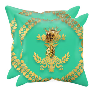 Caesar Skull Relief- Sets & Singles Pillowcase in Bold Jade Teal | Le Leanian™