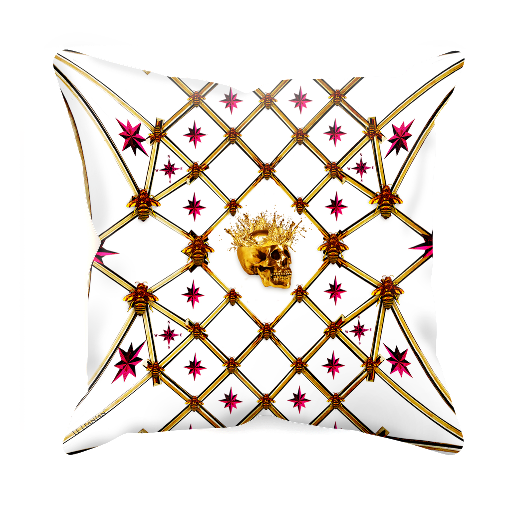 Golden Skull & Magenta Stars- Sets & Singles Pillowcase in White | Le Leanian™