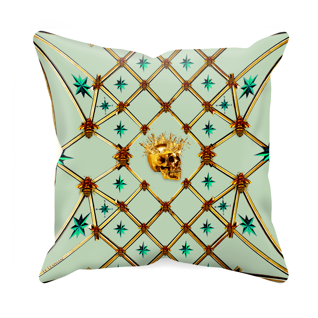 Golden Skull & Jade Stars-Sets & Singles Pillowcase in Pastel | Le Leanian™