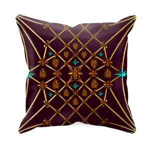Bee Divergence Gilded Ribs & Jade Stars- Sets & Singles Pillowcase in Eggplant Wine | Le Leanian™