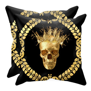 Caesar Gilded Skull- Sets & Singles Pillowcase in Back to Black | Le Leanian™