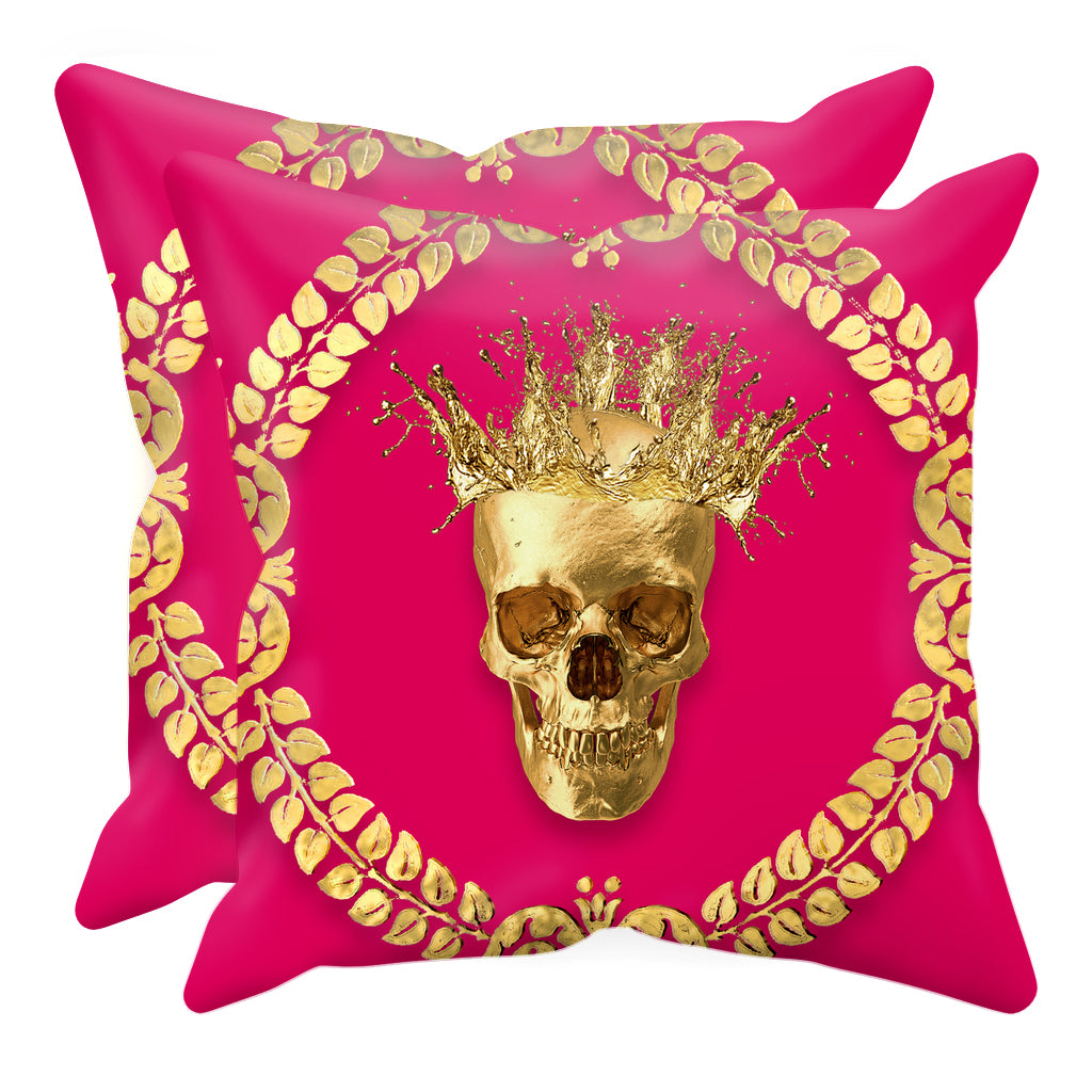 Caesar Gilded Skull- Sets & Singles Pillowcase in Bold Fuchsia | Le Leanian™
