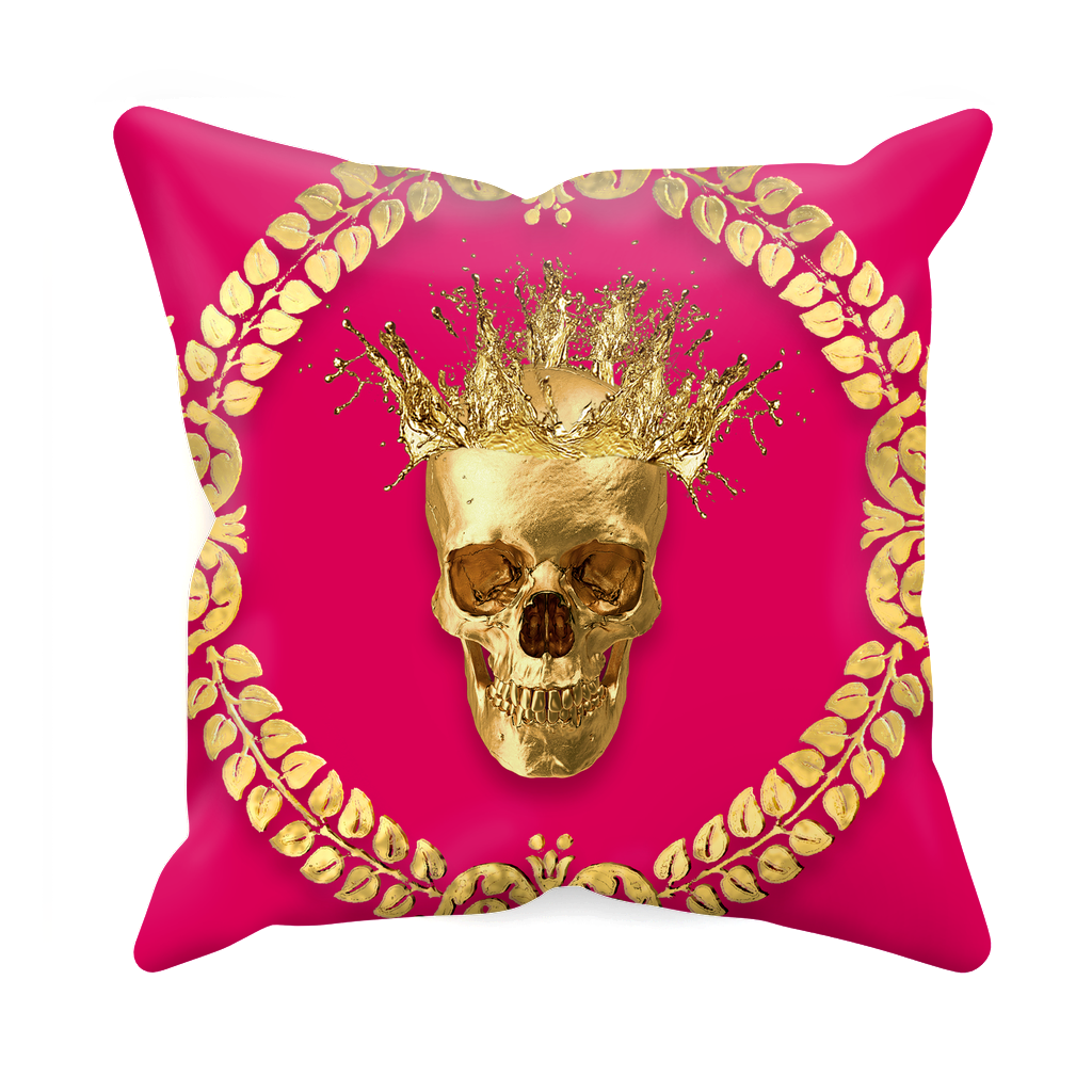 Caesar Gilded Skull- Sets & Singles Pillowcase in Bold Fuchsia | Le Leanian™