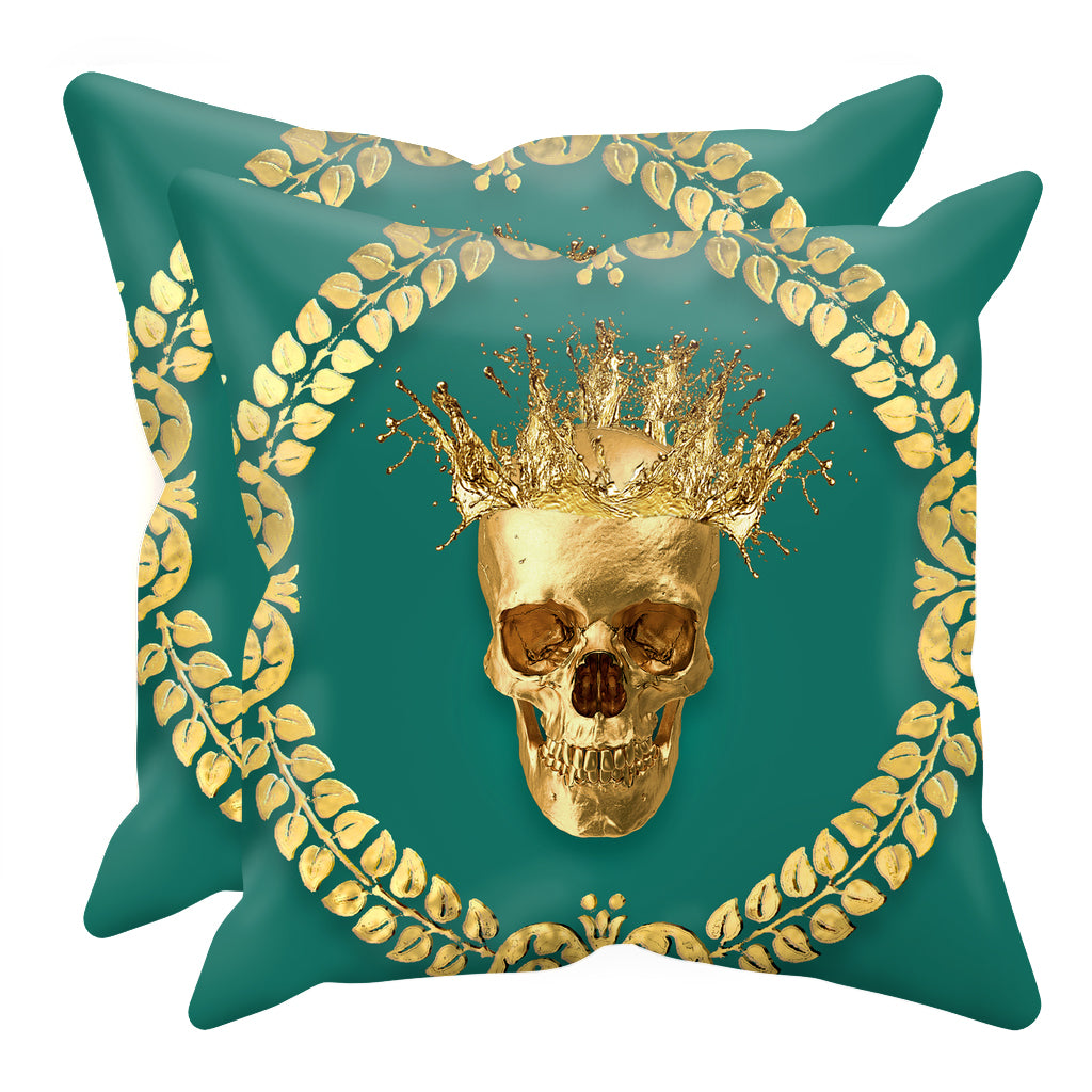Caesar Gilded Skull- Sets & Singles Pillowcase in Jade | Le Leanian™