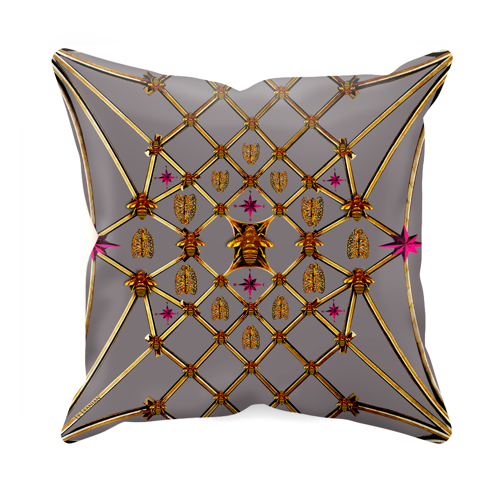 Bee Divergence Gilded Bees & Ribs Magenta Stars- Sets & Singles Pillowcase in Lavender Steel | Le Leanian™