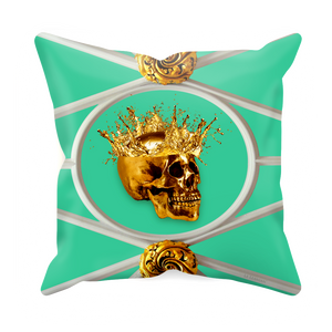 Versailles Golden Skull & Crown Pillowcase- in Jade Blue Green