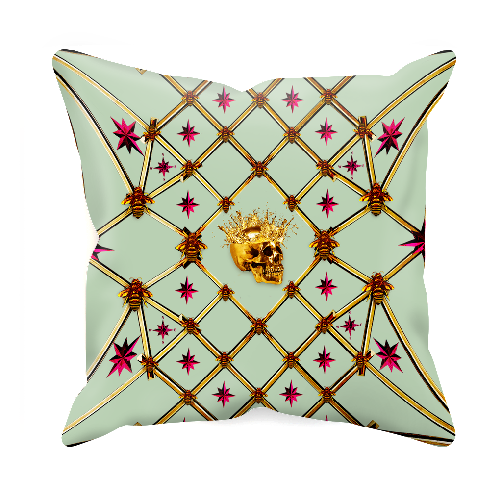 Golden Skull & Magenta Stars- Sets & Singles Pillowcase in Pastel | Le Leanian™