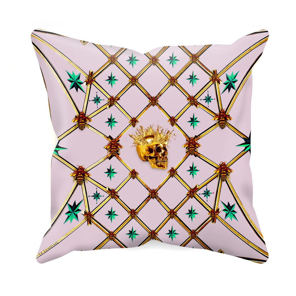 Golden Skull & Jade Stars- Sets & Singles Pillowcase in Nouveau Blush Taupe | Le Leanian™