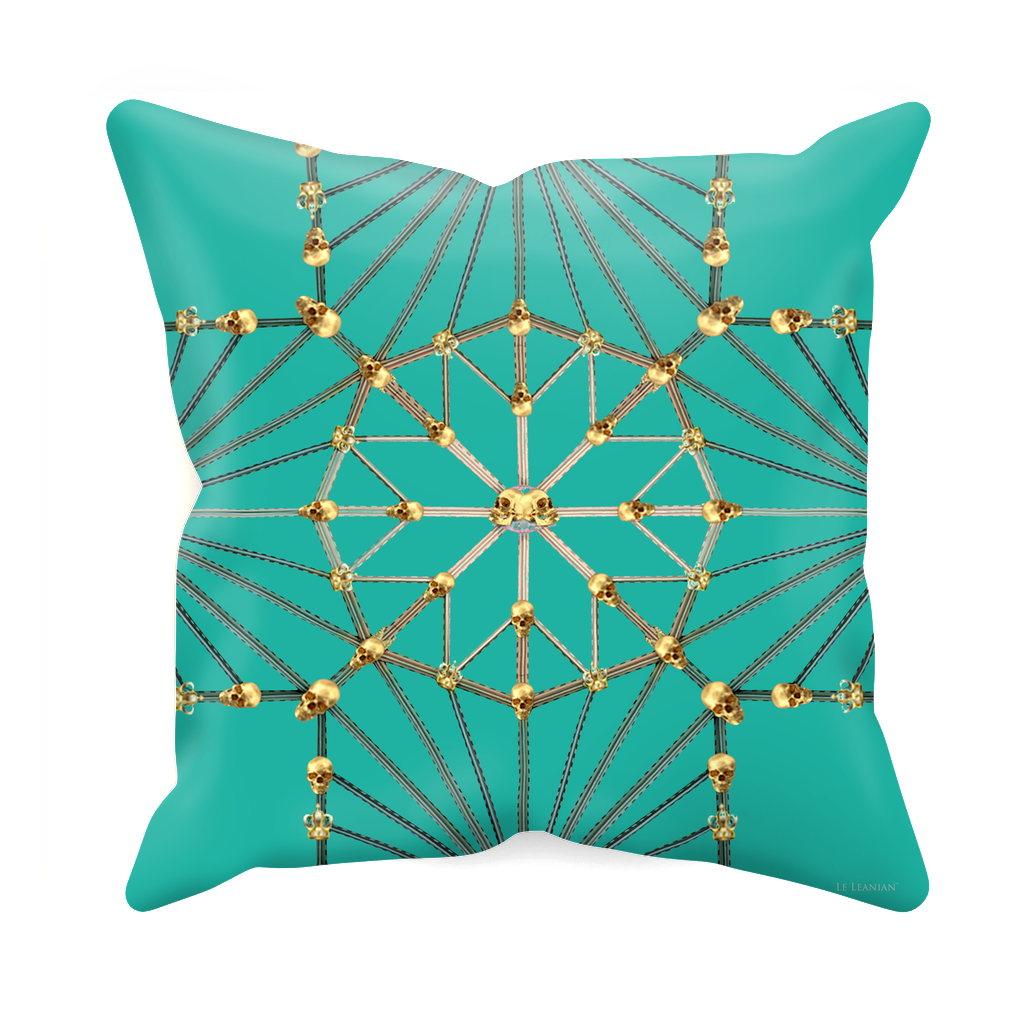 Skull Cathedral- Sets & Singles Pillowcase in Jade Teal | Le Leanian™