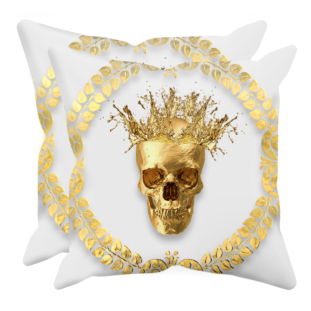 Caesar Gilded Skull- Sets & Singles Pillowcase in Lightest Gray | Le Leanian™