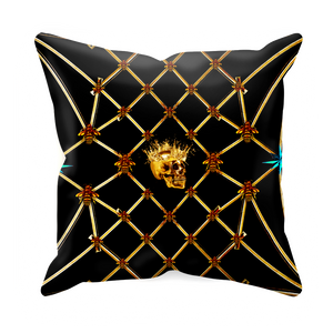 Golden Skull & Teal Star- Sets & Singles Pillowcase in Back to Black | Le Leanian™