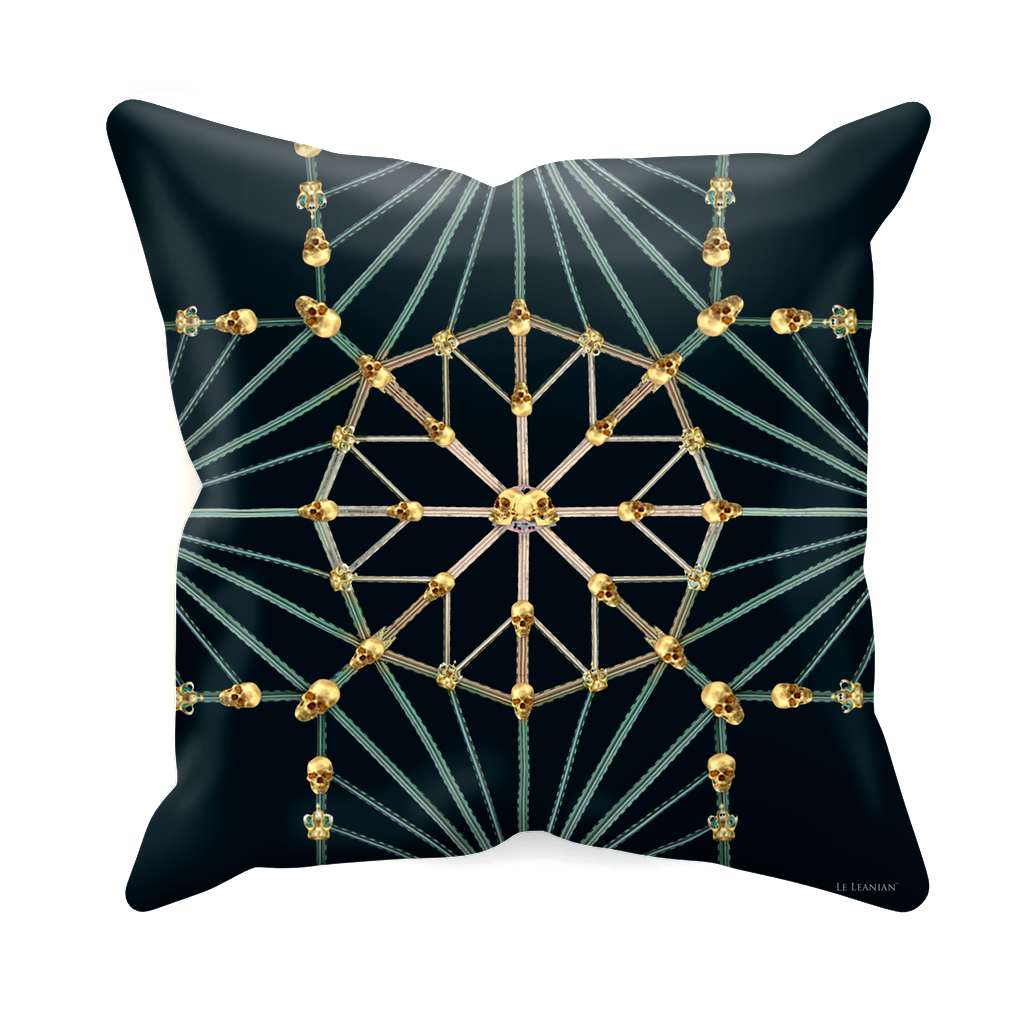 Skull Cathedral- Sets & Singles Pillowcase in Midnight Teal | Le Leanian™