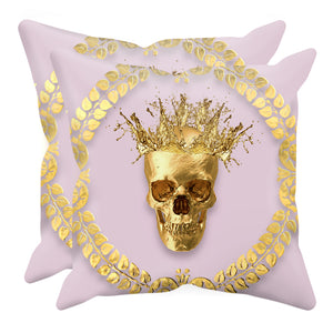 Caesar Gilded Skull- Sets & Singles Pillowcase in Nouveau Blush Taupe | Le Leanian™