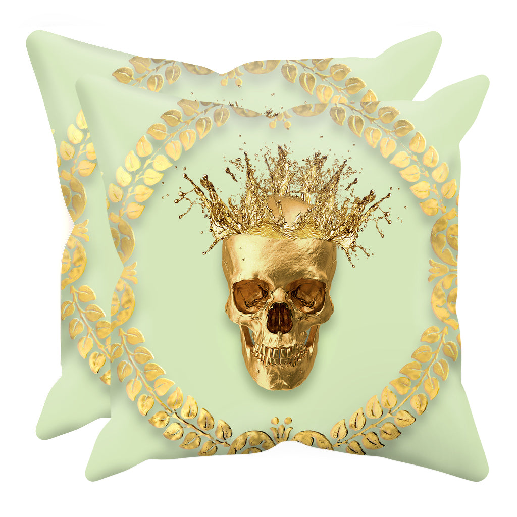 Caesar Gilded Skull- Sets & Singles Pillowcase in Pale Green | Le Leanian™
