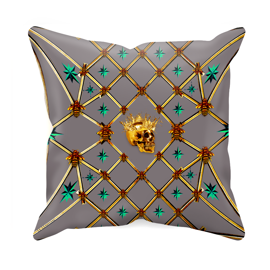 Golden Skull & Jade Stars- Sets & Singles Pillowcase in Lavender Steel | Le Leanian™