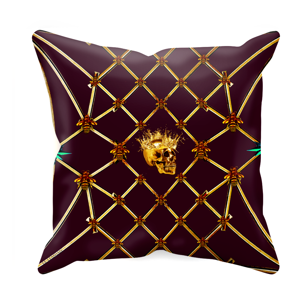 Golden Skull & Jade Star- Sets & Singles Pillowcase in Eggplant Wine | Le Leanian™