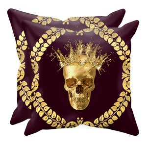 Caesar Gilded Skull- Sets & Singles Pillowcase in Eggplant Wine | Le Leanian™