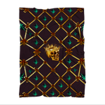 Skull Gilded Honeycomb & Jade Stars- Classic French Gothic Fleece Blanket in Muted Eggplant Wine | Le Leanian™