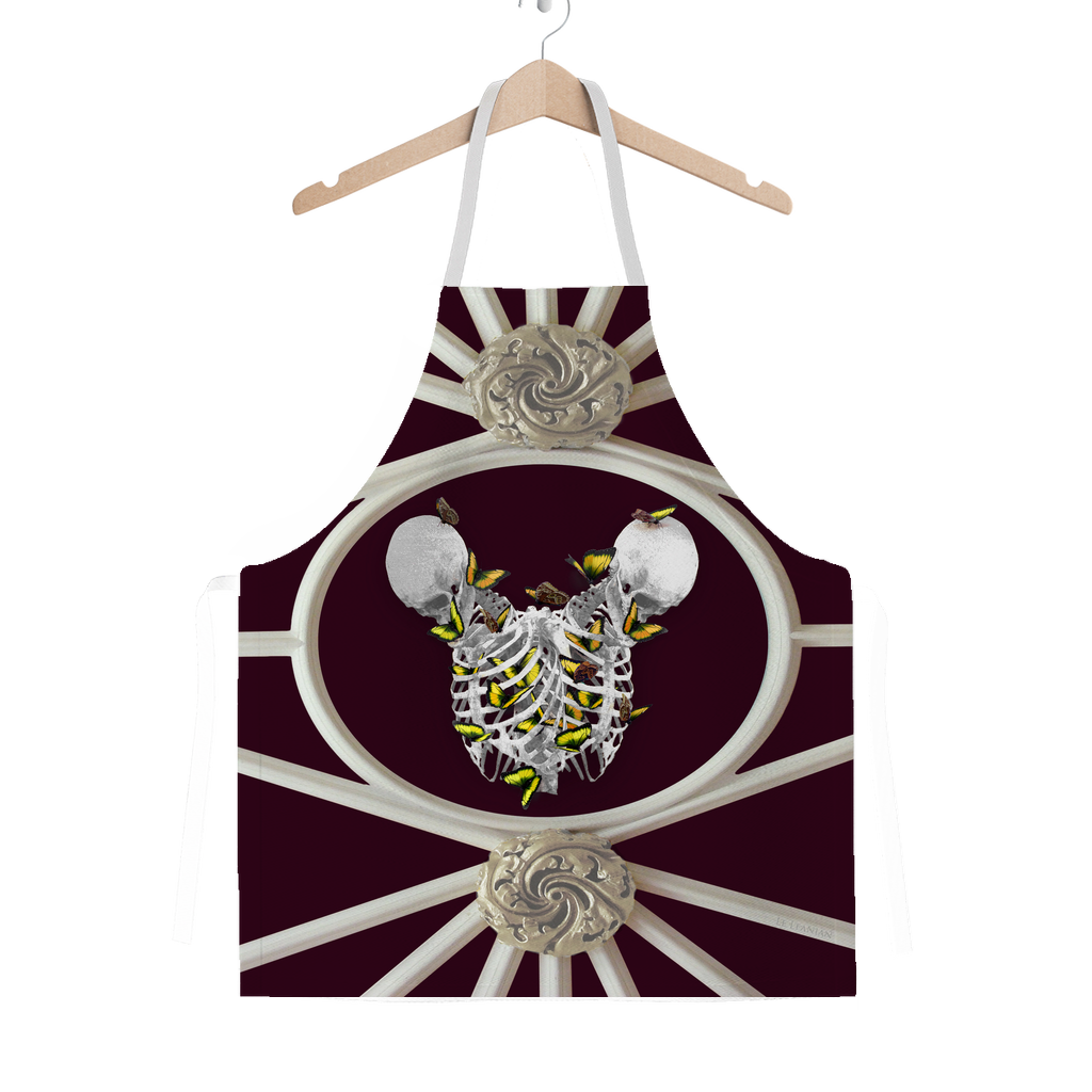 Versailles Divergence Skull Golden Whispers- Classic French Gothic Apron in Eggplant Wine | Le Leanian™