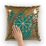 Skull Cathedral- French Gothic Sequin Pillowcase or Throw Pillow in Jade | Le Leanian™