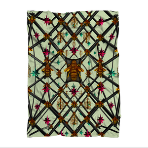 Bee Divergent Abstract- Classic French Gothic Fleece Blanket in Pale Green | Le Leanian™