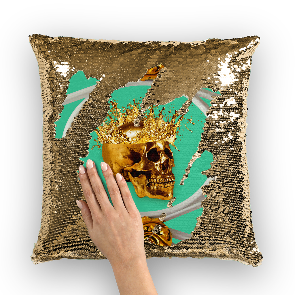 Golden Metallic Skull-French Gothic- Gothic Chic- French interiors-Colors-Jade Teal-Blue-Green