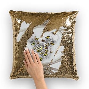 Versailles Siamese Skeletons with Gold Butterfly Rib Cage-Gold Sequin Pillowcase- Light Gray