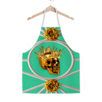 Versailles Golden Skull- Classic French Gothic Apron in Bold Jade Teal | Le Leanian™