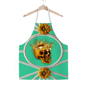 Versailles Golden Skull- Classic French Gothic Apron in Bold Jade Teal | Le Leanian™