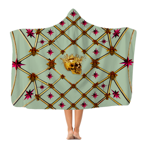 Skull Gilded Honeycomb & Magenta Stars- Adult & Youth Hooded Fleece Blanket in Pastel | Le Leanian™