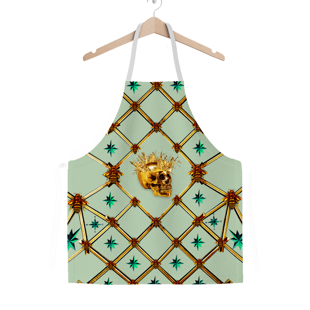 Skull Honeycomb & Teal Stars- Classic French Gothic Apron in Pastel | Le Leanian™