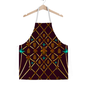 Gilded Ribs & Teal Stars- Classic French Gothic Apron in Eggplant Wine | Le Leanian™