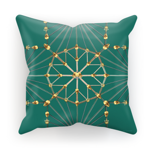 Skull Cathedral- French Gothic Satin & Suede Pillowcase in Jade | Le Leanian™