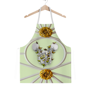 Versailles Gilded Skull Divergence Golden Whispers- Classic French Gothic Apron in Pale Green | Le Leanian™