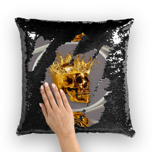 Versailles Golden Skull- French Gothic Sequin Pillowcase or Throw Pillow in Lavender Steel | Le Leanian™