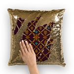 Sequin Gold Pillowcase & Throw Pillow-French Gothic-Honey Bee & Rib Print- Eggplant Wine Red Purple