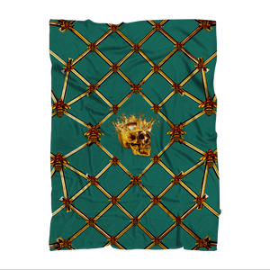 Gold Skull & Honey Bee Classic Fleece Blanket- Jade Blue Green