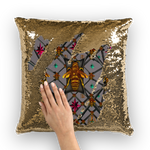BLACK & GOLD SEQUIN PILLOW CASE-THROW PILLOW-Multi Color Honey BEE, RIBS, STARS PATTERN-Color LAVENDER STEEL, NEUTRAL PURPLE GRAY
