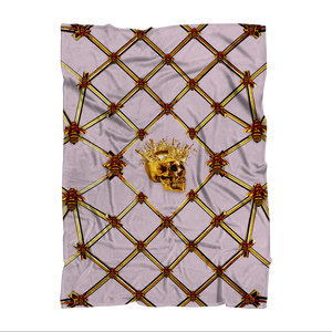 Skull Gilded Honeycomb & Jade Star- Classic French Gothic Fleece Blanket in Nouveau Blush Taupe | Le Leanian™