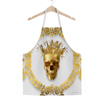 Classic Apron-Gold SKULL and Crown-Gold WREATH-Color Light GRAY