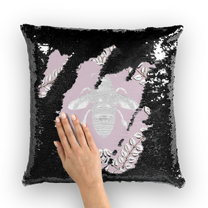 Queen Bee- French Gothic Sequin Pillowcase or Throw Pillow in Nouveau Blush Taupe | Le Leanian™